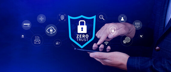 Zero trust and security concept. Business security network and private data, Cybersecurity zero...