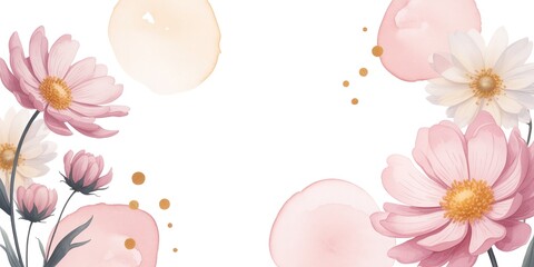 pink watercolor floral background with elegant blooming flowers