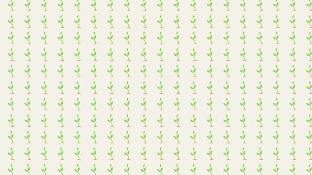 Green Sprout Pattern Background with Gentle Swaying Motion, Seamless Botanical Seedling Animation Loop, Minimal Nature Plant Growth Eco Texture for Sustainability and Agriculture