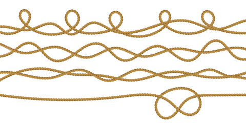 Collection of five textured brown rope decorative borders and patterns