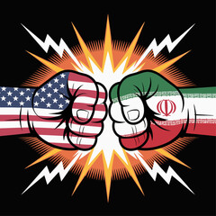 USA and Iran fists clash illustration symbolizing geopolitical rivalry conflict