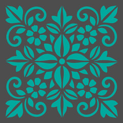 Floral folk ornament SVG cut file, decorative square papercut tile pattern for Cricut and laser cutting, symmetrical flower vector stencil design