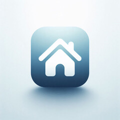 Minimalist home icon, modern UI design, clean vector style, rounded corners, soft shadow, blue gradient, centered on white background, flat design, high resolution, app icon style