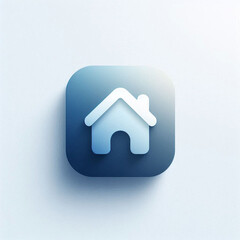 Minimalist home icon, modern UI design, clean vector style, rounded corners, soft shadow, blue gradient, centered on white background, flat design, high resolution, app icon style