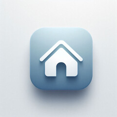 Minimalist home icon, modern UI design, clean vector style, rounded corners, soft shadow, blue gradient, centered on white background, flat design, high resolution, app icon style
