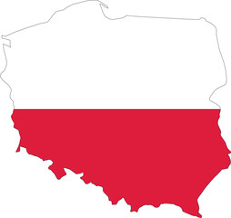 Poland map filled with national flag colors white