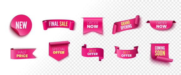 Sale tags and stickers.