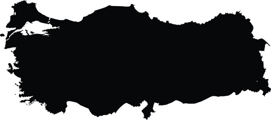 Black silhouette of Turkey map isolated on white background, Turkish geographic borders, national republic territory outline, travel and cartography icon. © clickwavebd