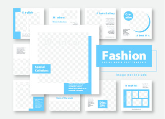 blue fashion social media post template banners