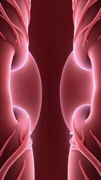 Abstract CGI visualization of the glottis opening and closing representing airway function and breathing mechanics ideal for medical education presentations