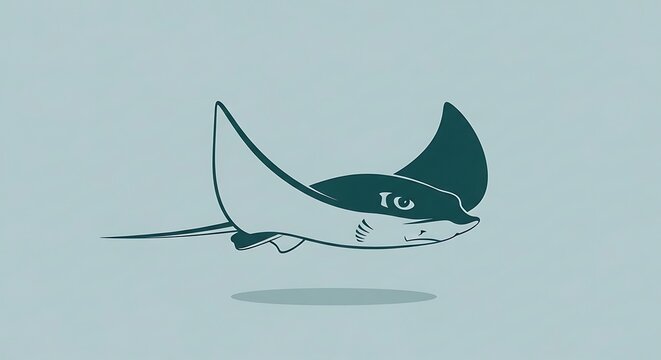 Cartoon illustration of a stingray swimming.