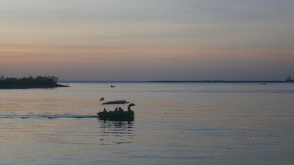 Fototapeta premium This is the picture of a boat taken during a sunset.