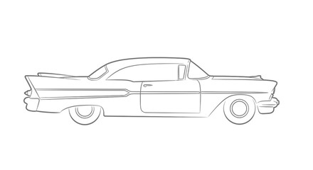 vintage car line drawing