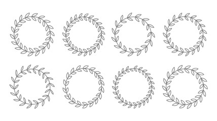 Obraz premium Set of circular laurel wreaths frames isolated on white background