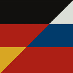 Obraz premium German and Russian federal state Official Symbol Side by Side. National Flag Combination Image. Close Up Sign. Close-Up International Relations Concept Illustration