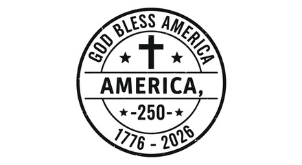 Obraz premium Vector patriotic America stamp with cross and text