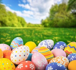 Fototapeta premium Easter egg painted in different colors