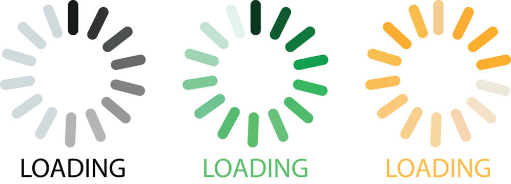 Circular loading indicators and progress spinners for web and app interface vector icon set