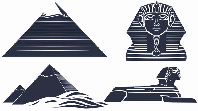 Silhouetted illustration showing an ancient civilization with pyramids and a sphinx
