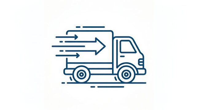 Fast delivery truck with motion arrows indicating speedy transport