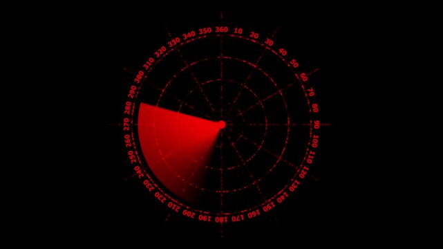 Radar screen animation on black background. Signal transmitted sonar radar .Radar point to detect enemy position.4k
