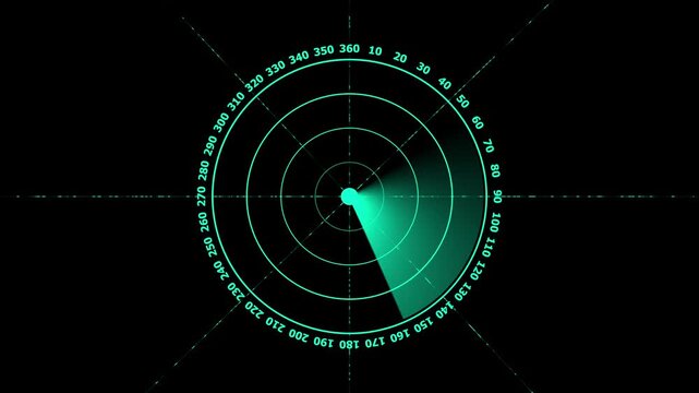 Abstract radar screen digital interface. Futuristic radar screen interface with cyan digital grid and scanning beam.4k 