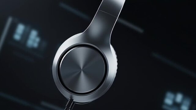 Modern Headphones with Blue Sound Waves Displaying Audio Technology.