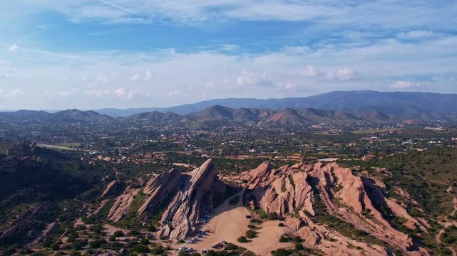 drone footage of vasquez rocks natural area in acton, california
