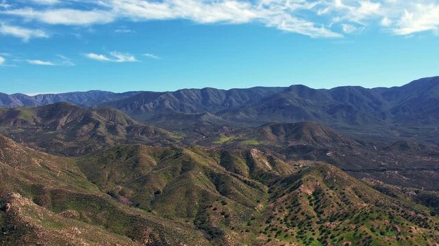 drone footage of mountainous region of soledad canyon in acton, california
