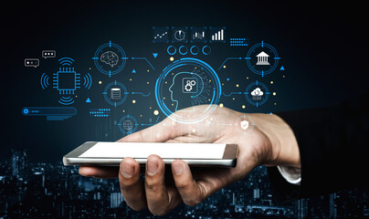 An advanced AI system for business and financial analysis. A futuristic interface for commanding an...