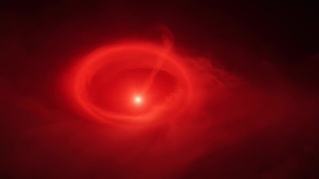 Magnificent depiction of a luminous red quasar set against the dark backdrop of space