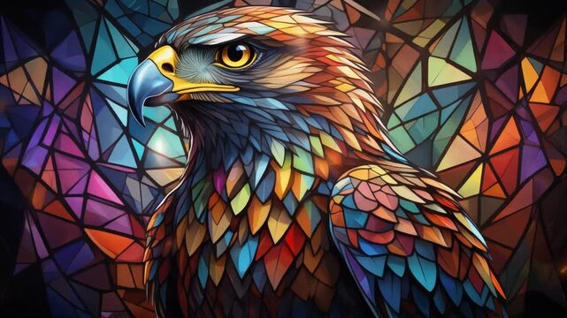 Colorful Mosaic Eagle Portrait Generative AI