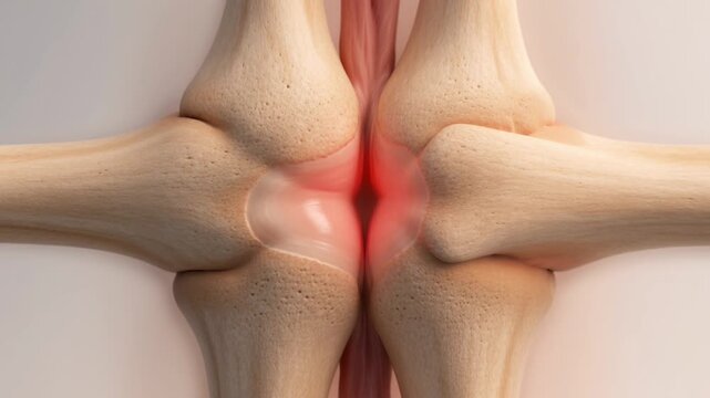 3D rendering of human knee joints depicting painful inflammation and common orthopedic health conditions in anatomical detail