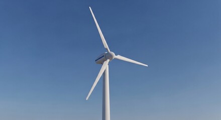 Fototapeta premium Wind turbine against clear blue sky.