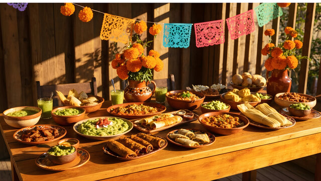 Mexican festive food table