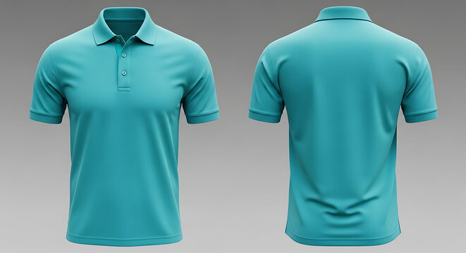 Front and back view of a teal polo shirt displayed against a gradient gray background Whisk 8bcd2fdb