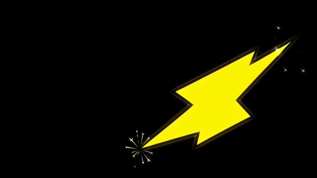 Stylized yellow lightning bolt graphic with spark on a dark background.