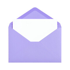 Open lavender colored envelope revealing a clean white insert card ready for personalized custom text or invitation message&nbsp;&nbsp;