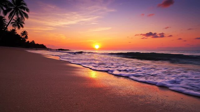 sunset beach on summer video background