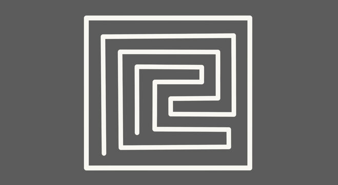 white maze symbol on gray background