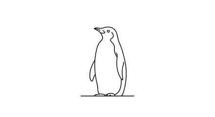 Obraz premium A minimalist vector illustration of a penguin in a simple line art style