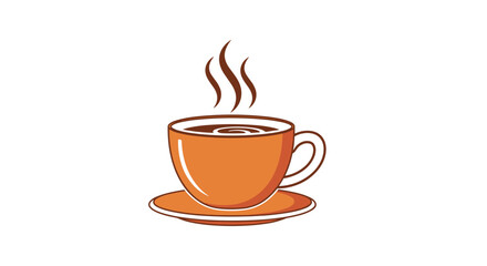 Obraz premium A steaming cup of coffee in a vibrant orange color on a matching saucer