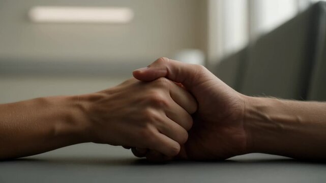 A heartfelt close-up of two individuals holding hands, symbolizing comfort, unwavering support, and the profound depth of human connection and shared emotions
