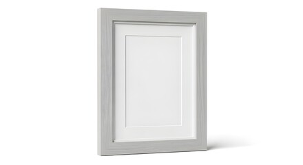 Empty white picture frame isolated on white background minimalist decor