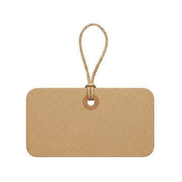 A brown paper tag with a string loop attached, ready for labeling or decoration