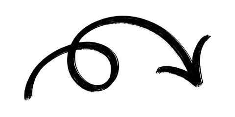 Black hand drawn curly arrow doodle pointing down © BEN HDA