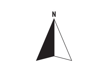 Black compass pointer showing north direction navigation symbol for maps, orientation, travel, location, guidance and design elements. N direction sign © BEN HDA
