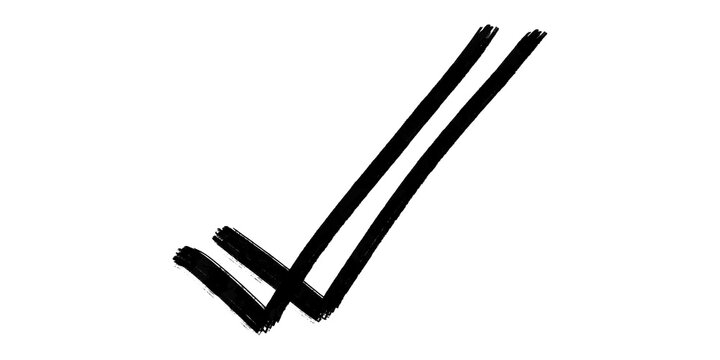 Hand drawn double check mark tick symbol representing approval, verification and completion