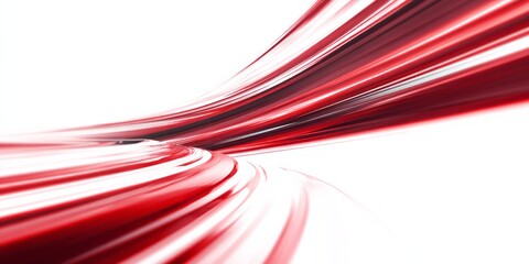 Fototapeta premium Dynamic abstract streaks of vibrant red light flow across a bright white background.