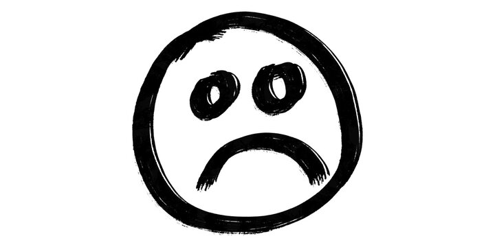 Hand drawn sad face doodle emoticon